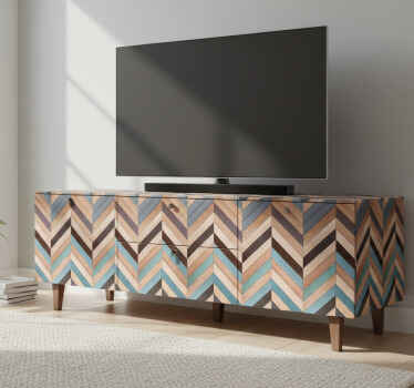 Furniture sticker multicolor wood herringbone design - TenStickers