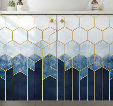 Furniture sticker navy gold honeycomb - TenStickers