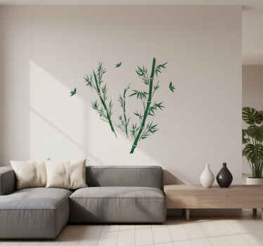 Stenska nalepka ptice iz bambusa v stilu swish - TenStickers