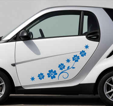 Adesivo per auto esterno fiori blu - TenStickers