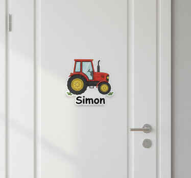 Customisable sticker tractor for door - TenStickers