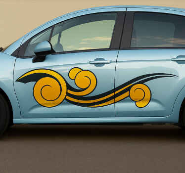 Car sticker stylized rolling wave design - TenStickers