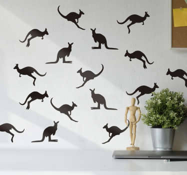 Kangaroo Set animal wall decal - TenStickers