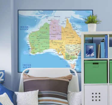 Map Australia Wall Mural Sticker - TenStickers