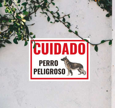 Cartel en vinilo cuidado con el perro - TenVinilo