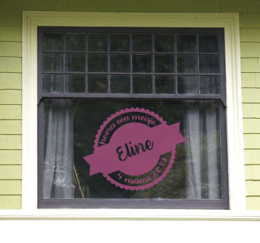 Raamstickers gepersonaliseerde geboorte meisje - TenStickers