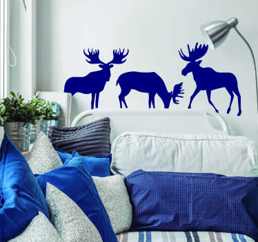 Muurstickers slaapkamer silhouet elanden - TenStickers