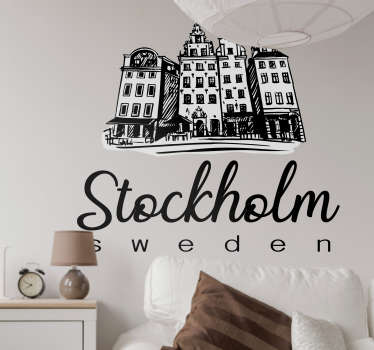Stockholm byggnader vardagsrum vägg inredning - Tenstickers