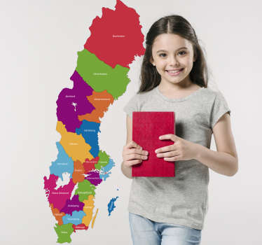 Karta sweden world map vägg klistermärke - Tenstickers