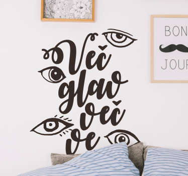Oči besedilo nalepka dnevna soba steno dekor - TenStickers