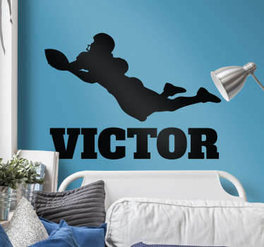 American Footballer with Name Home Wall Sticker - TenStickers