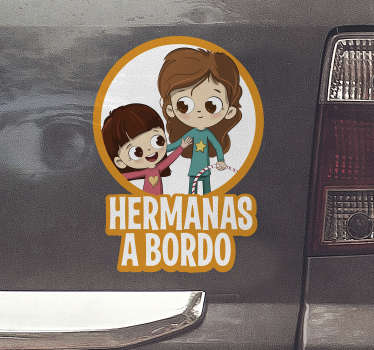 Vinilo frase hermanas a bordo personalizada - TenVinilo