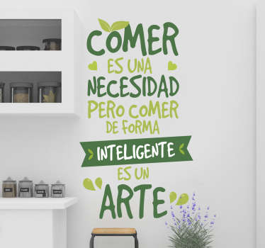 Vinilo para cocina frase comer es un arte - TenVinilo