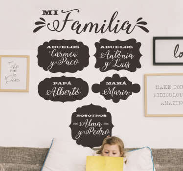 Vinilo pared nombres de la familia  - TenVinilo