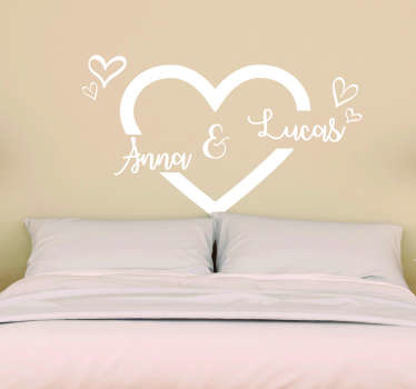 Hjerte med navne valentinsdag klistermærke - TenStickers