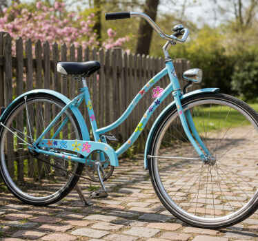 Bike sticker groovy hippie flowers design - TenStickers