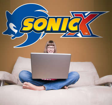 Adhesivo con el logotipo del famoso videojuego de Sega "Sonic". En este caso representa la serie de dibujos anime basada en él.