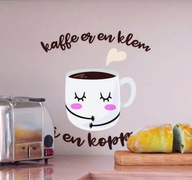 Kaffe er en klatre i en kopi tekst klistremerke - Tenstickers