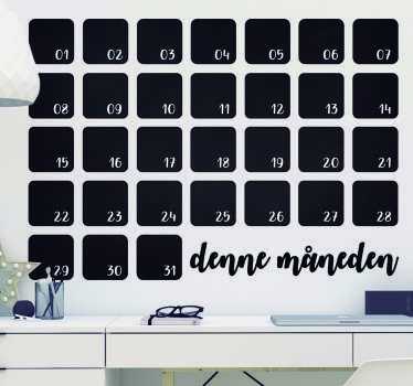 Månedskalender kritt bord business klistremerke - Tenstickers