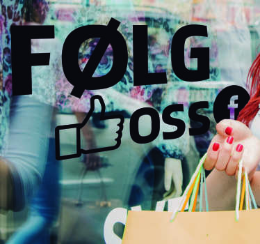 Følg på facebook vinduet klistremerke - Tenstickers