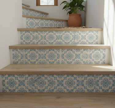 Fliesenaufkleber retro blaues ornament - TenStickers