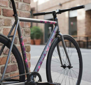 Bike sticker with pink floral butterfly graphics - TenStickers