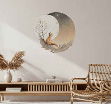 Calm fox in the night wall sticker - TenStickers