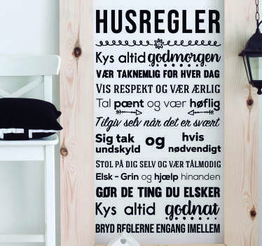Hjemme regler stue vegg innredning - Tenstickers