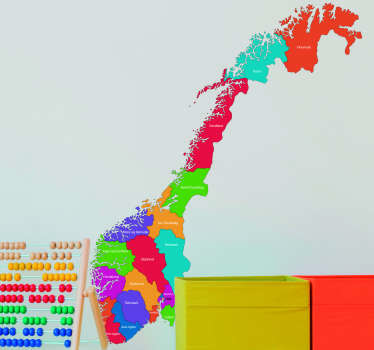 Fargerik norge kartong klistremerke hjemmekork klistremerke - Tenstickers