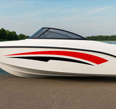 Boat decal red black speedboat stripes - TenStickers