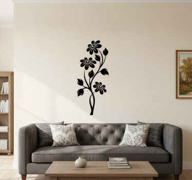 Black elegant flower wall sticker - TenStickers
