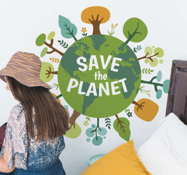 Save planet earth wall sticker - TenStickers