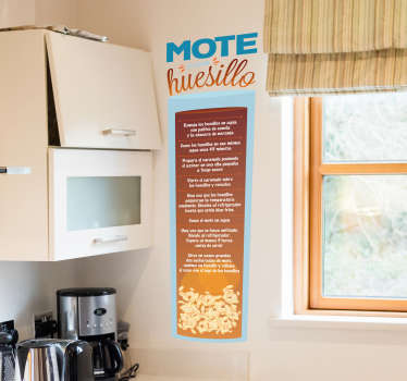Vinilo frase Receta mote con huesillos - TenVinilo