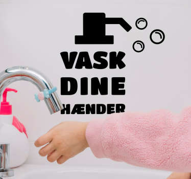 Rens din hænder tekst klistermærke - TenStickers