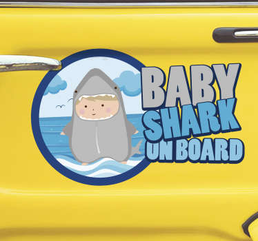Cute bay shark baby on board sticker - TenStickers