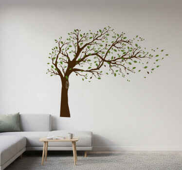 Sticker mural arbre printanier venteux - TenStickers