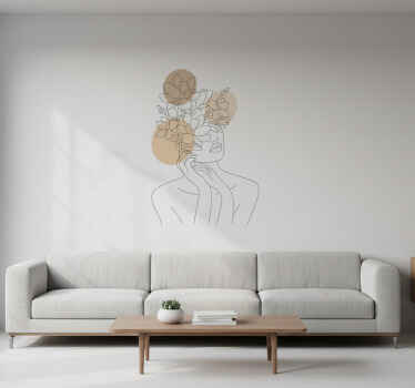 Vinilo pared mujer floral - TenVinilo