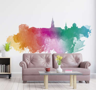 Wandtattoo Skyline Bern Regenbogen - TenStickers