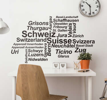 Stickers Monde Provinces Suisses - TenStickers