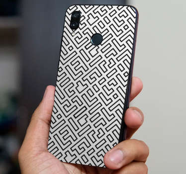 Vinilo decorativo para Huawei con diseño de laberinto en blanco y negro. Cómprelo según el modelo de su teléfono ¡Envío a domicilio!