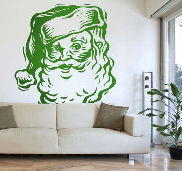 Sticker portrait Père Noël dessin - TenStickers