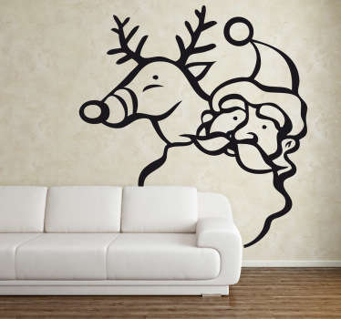 Sticker cerf Santa Claus - TenStickers