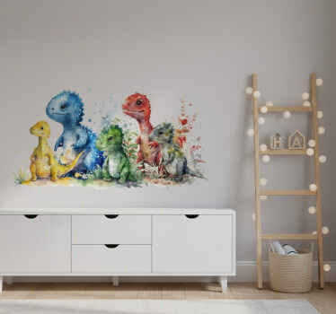 Vinilo infantil la dulce familia dinosaurio - TenVinilo