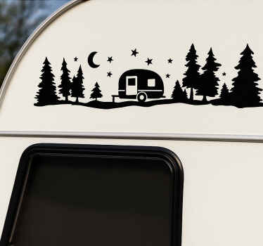 Sticker camping car nature en caravane - TenStickers
