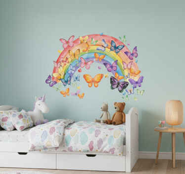 Vinilo infantil mariposas en el arcoíris - TenVinilo