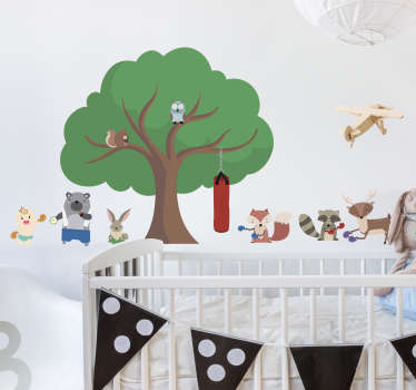 孩子的拳击动物墙贴纸 - TenStickers