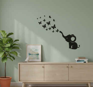 Sticker mural salon papillons s'envolant d'un éléphant - TenStickers