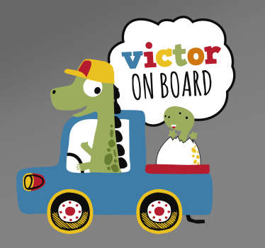 Adesivo personalizzato dinosauro a bordo - TenStickers