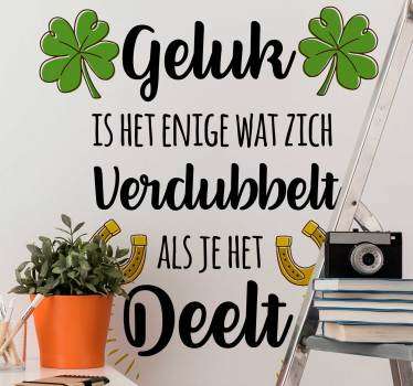 Muurstickers motiverende tekst Geluk - TenStickers