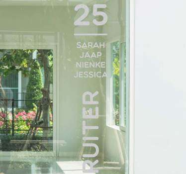 Raamstickers Adres, familienaam en huisnummer - TenStickers